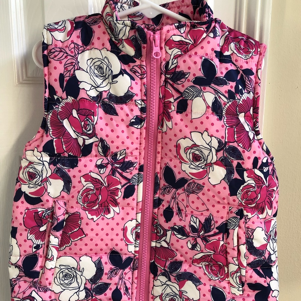 NWOT Pink Flowery Puffer Vest